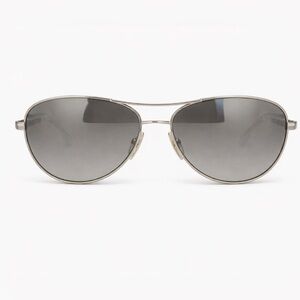 Burberry Women’s Sunglasses Silver Metal Aviator with Gray Lenses